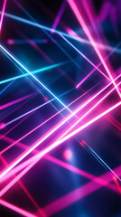 Fototapete - Vibrant neon lights intersect, creating a dynamic crisscross pattern against a dark backdrop, ideal for technology, music, or futuristic themes
