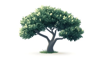 lush green tree illustration, isolated, nature, graphic design element
