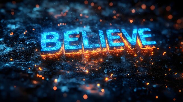 The image is a blue and orange word that says 