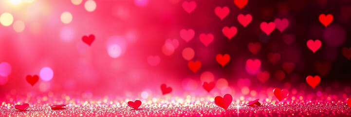 Wall Mural - Abstract Valentine's day background of bright glitter and hearts