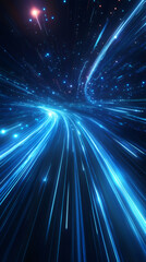 Poster - Light trails simulating hyperspace jump effect through stars and galaxies, traveling at the speed of light