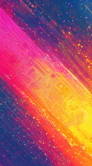 Poster - Colorful diagonal gradient blending vivid hues with sparkling glitter particles, generating dynamic textural visual design
