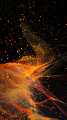 Poster - Abstract background with golden particles exploding and swirling, creating a dynamic and vibrant visual effect