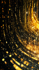 Aufkleber - Abstract golden streams of light particles flowing and merging on a dark background, creating a mesmerizing visual effect