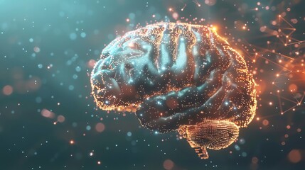 Poster - A glowing, digital representation of the human brain.