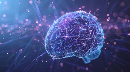 Poster - A digital illustration of a glowing, connected brain.
