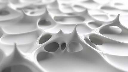 Poster - Abstract white organic texture with peaks and holes.