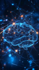 Leinwandbilder - Digital brain with neural network simulating human intelligence, learning process, big data analysis and futuristic technology