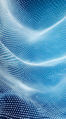 Poster - White grid undulating, generating geometric abstract landscape with dynamic pattern against vivid blue backdrop