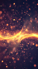 Poster - Abstract background with golden particles swirling and flowing on a dark background, creating a mesmerizing visual effect
