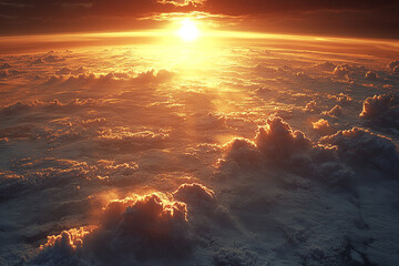 Wall Mural - Golden Sunset Over a Sea of Clouds