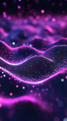 Aufkleber - Abstract purple wave of glowing particles flowing in a digital cyberspace, perfect for technology and innovation concepts