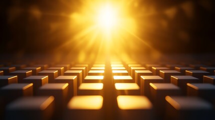 Poster - A close-up view of a keyboard with radiant light illuminating it, creating a warm, glowing effect against a dark background.