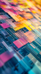 Poster - Vibrant overlapping squares create a dynamic and futuristic abstract composition, ideal for technology or design concepts