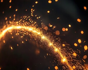 Poster - A captivating close-up of sparkling particles with dynamic light trails, showcasing the beauty of motion and energy