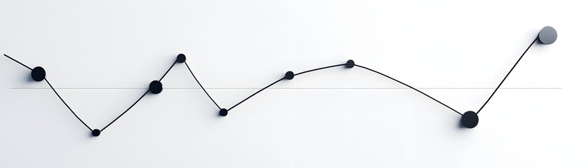 Poster - A minimalist line graph with black dots on a white background, illustrating trends and data fluctuations. Perfect for presentations, reports, and financial analyses.