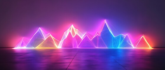 Poster - A vibrant, neon-colored design representing sound waves or peaks, creating a dynamic visual experience perfect for modern digital art and creative projects.