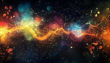 Poster - A vibrant, abstract digital artwork featuring swirling colors and luminous particles