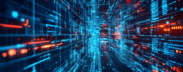 Poster - A visually striking digital background showcasing interconnected data streams, glowing lines, and vibrant colors, perfect for illustrating concepts of technology, innovation, and c