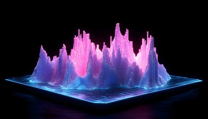 Poster - This digital artwork features an abstract representation of sound waves, illuminated with vibrant colors
