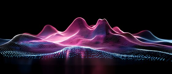 Poster - Vibrant digital waves create a stunning visual representation of sound. The interplay of colors forms a mesmerizing landscape that symbolizes the fusion of technology and art.