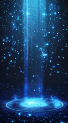 Poster - Light rays descending, revealing glowing digital portal bridging celestial realms