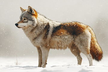  Grey Wolf Standing in Snowy Winter Landscape
