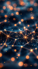 Poster - Luminous network grid displaying interconnected digital nodes, representing global communication and technological innovation