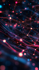 Aufkleber - Abstract digital network visualizing data flow and information exchange in cyberspace, with glowing nodes and connections