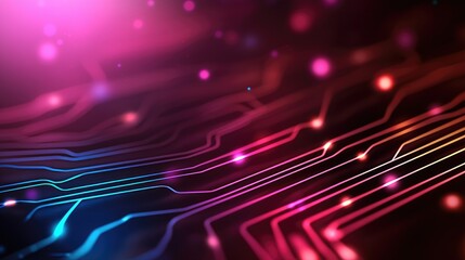 Poster - Abstract colorful circuit design with glowing lights and lines.