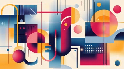 Poster - a colorful abstract painting with a lot of shapes and lines