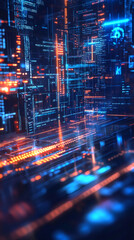 Poster - complex digital information flows through cyberspace, represented by glowing lines of code and intri
