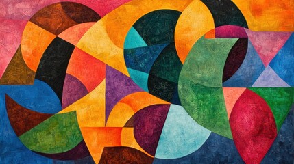 Poster - a colorful abstract painting with many different shapes and colors