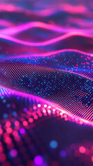 Aufkleber - Digital particles swirling dynamically, representing virtual reality landscape with cutting-edge technological flow and innovative design