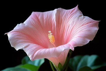 Wall Mural - Delicate Pink Flower Blossom Against Dark Background