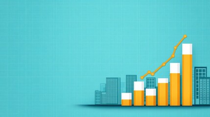 Poster - Graphical representation of rising business statistics and growth.