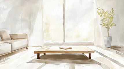 Poster - A room with a couch and a coffee table