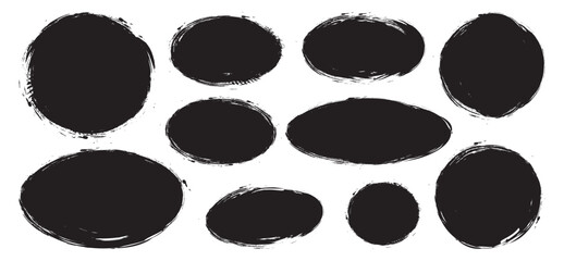 Fototapete - Grunge post stamps. Round and rectangular badges with distressed texture. Scratched blank rubber seal stamp vector isolated set
