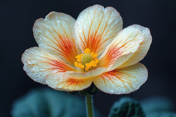 Wall Mural - Delicate Cream Flower With Orange Veins And Yellow Center