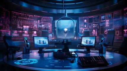 A photo of a voice recognition technology research lab