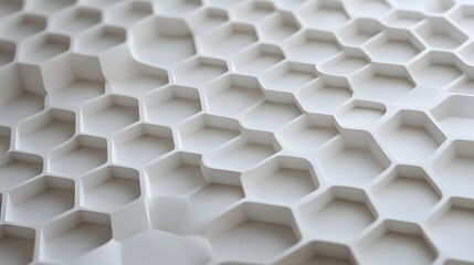 Wall Mural - Smooth Geometric Honeycomb Textures in Minimalist White Design