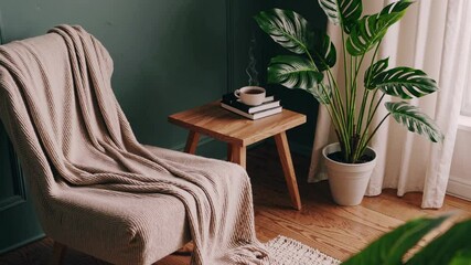 Poster - Lush green plants create a serene atmosphere in a cozy indoor setting