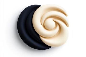 Poster - A simple icon of yarn unwinding in a clean spiral, rendered in monochrome with a soft shadow for depth