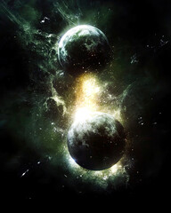 Poster - Cosmic Collision of Worlds Ignites the Brilliance of Orions Loop in Mesmerizing Splendor