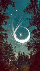 Poster - Orions Loop Shines Bright Against a Twilight Sky Filled With Stars and Swirling Cosmic Trails