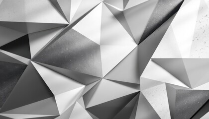 Poster - Geometric abstract gray and white 3d triangles pattern