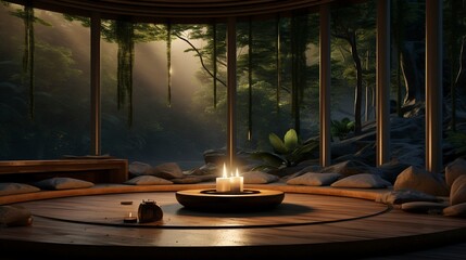 Wall Mural - A photo of a meditation space in a spa retreat.