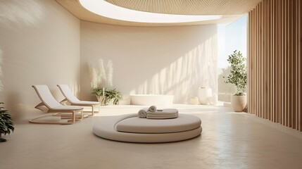 Wall Mural - A photo of a minimalist spa interior with neutral ton