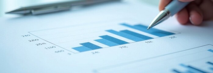 Poster - Businessman analyzing financial chart showing growth using pen