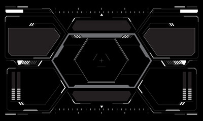Poster - HUD sci-fi interface screen view white circular geometric design virtual futuristic technology creative display on black vector